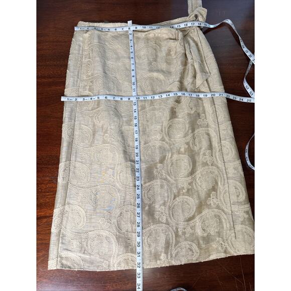 Talbots Linen Cotton Silk Wrap Skirt Size 12 Floral Party Wedding Career Travel - Picture 4 of 8